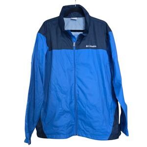 Columbia Windbreaker Jacket Men's XL Royal Blue Hidden hood, packable